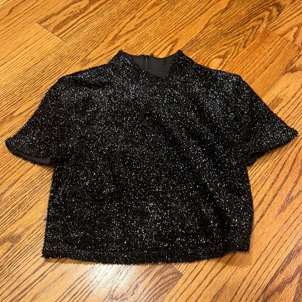 Lovers + Friends Woman’s Black Sparkle Crop Top Size XS